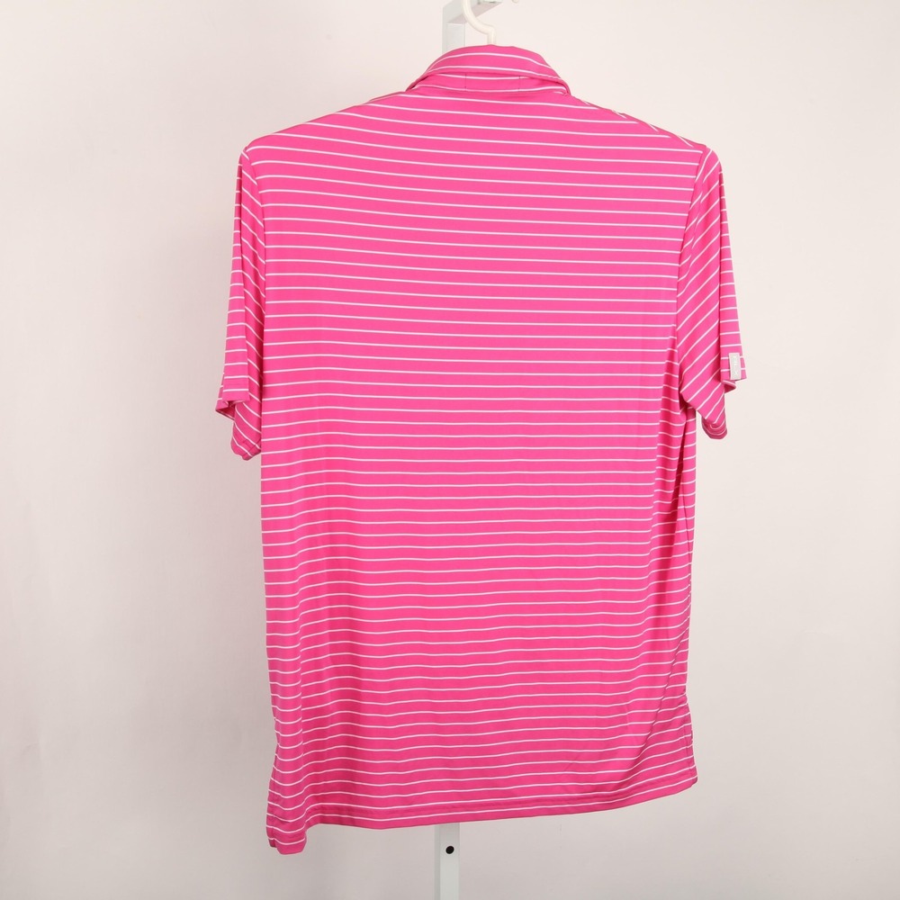 RLX Ralph Lauren Polo Shirt Mens Medium Pink Stripe Golf Mountain Ridge CC - Picture 4 of 12